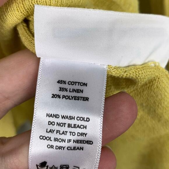 Anthropologie Cotton Linen Striped V Neck Lightweight Sweater Tunic Top Yellow L - Picture 6 of 8